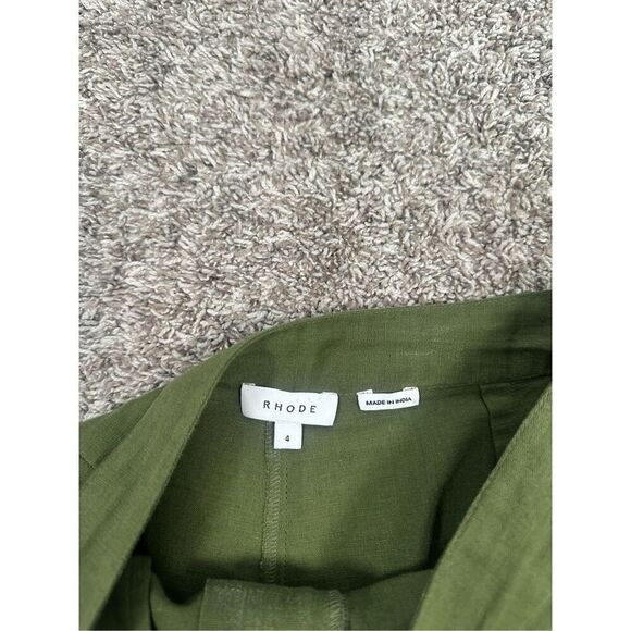 RHODE Penelope Pant Chive Womens Size 4 Green Wide Leg Culotte Linen Lagenlook - Picture 5 of 13